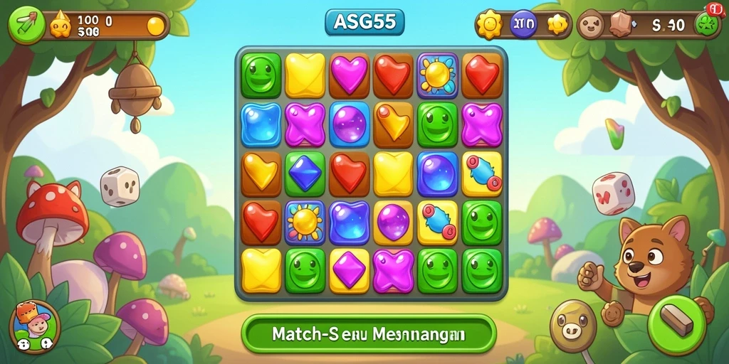 Screenshot gameplay ASG55 menampilkan level seru dan karakter menarik.