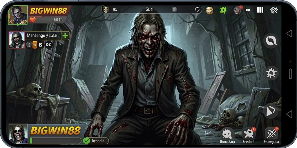 Screenshot gameplay <strong>BIGWIN88</strong> menampilkan suasana horor yang mendalam dan menegangkan.