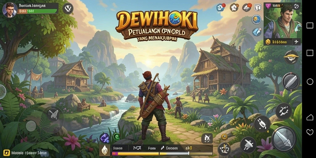 Screenshot gameplay DEWIHOKI yang menampilkan eksplorasi dunia terbuka.