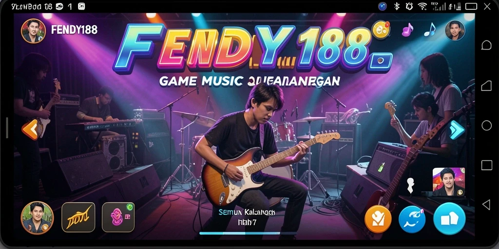 Tampilan interaktif gameplay musik FENDY188 dengan berbagai pilihan lagu.