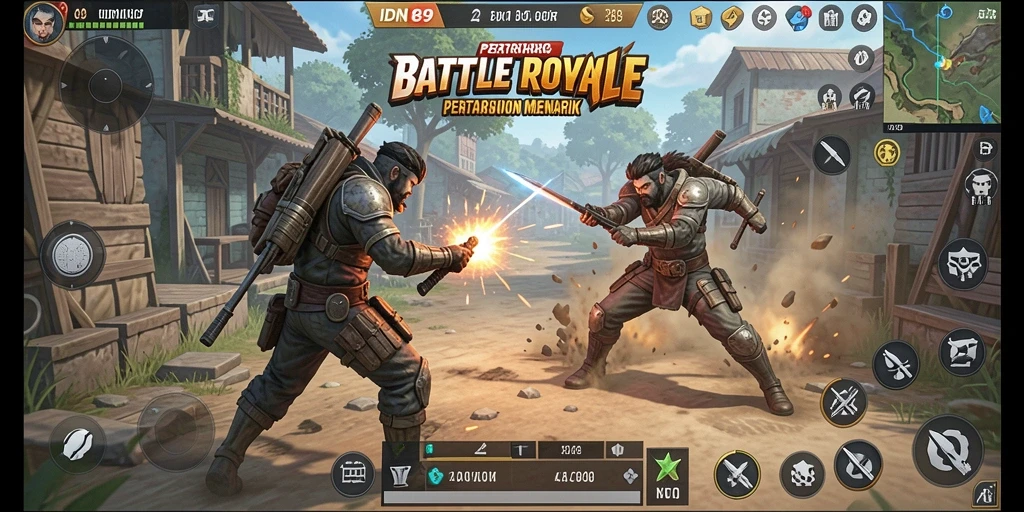 Gambaran dinamis gameplay Battle Royale IDN89 yang menegangkan.