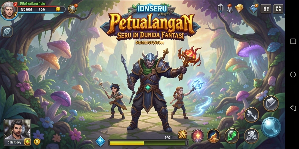 Gambar layar IDNSERU yang menampilkan pertarungan mendebarkan dan petualangan.