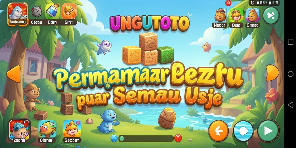 Tampilan gameplay UNGUTOTO yang penuh warna dan menarik.